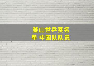 釜山世乒赛名单 中国队队员